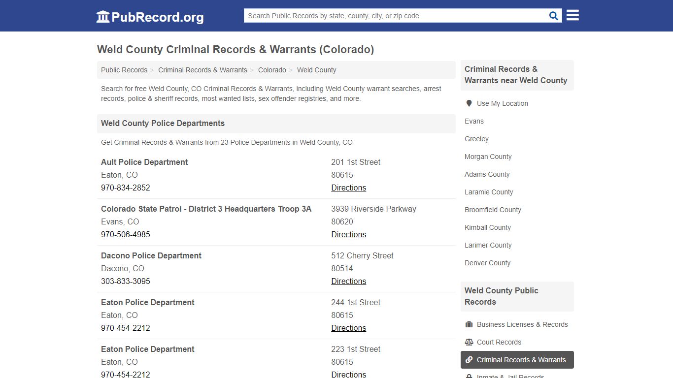 Weld County Criminal Records & Warrants (Colorado)